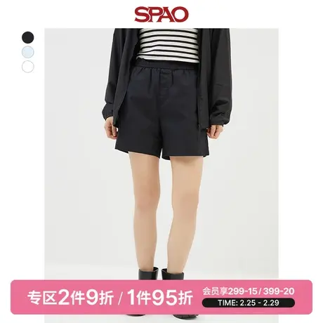 SPAO韩国同款女士短裤春季新款休闲松紧腰直筒短裤SPTHD37G01图片
