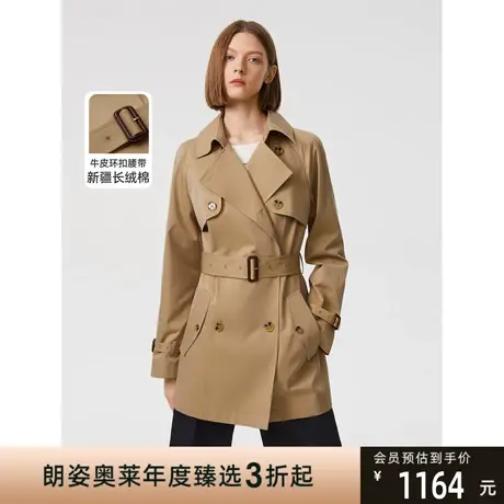 朗姿纯棉复古流行时尚高级感气质小众中款外套风衣女2023春季新款图片