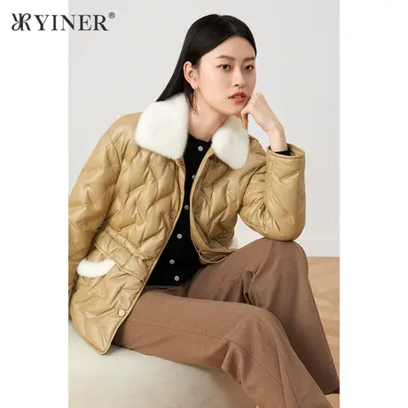 *YINER音儿线上专选女装冬季水貂毛领真皮羽绒服图片