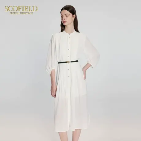 Scofield女装通勤衬衫连衣裙高级感白色雪纺裙夏季裙子图片