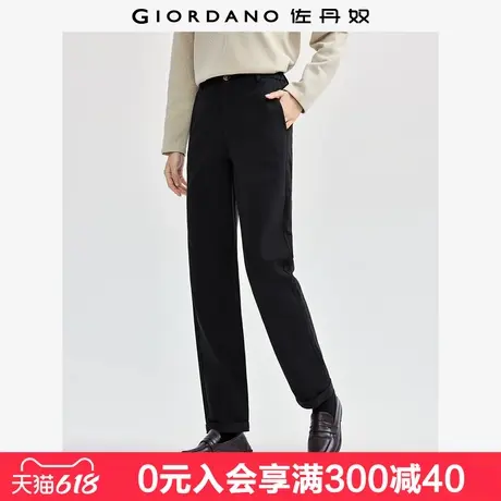 佐丹奴裤子女纯棉磨毛通勤女裤半松紧腰休闲裤窄款法棍裤13414171图片