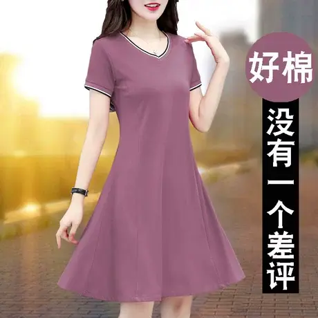 恋上17号连衣裙女夏季2022新款修身显瘦夏天收腰休闲中年妈妈夏装图片