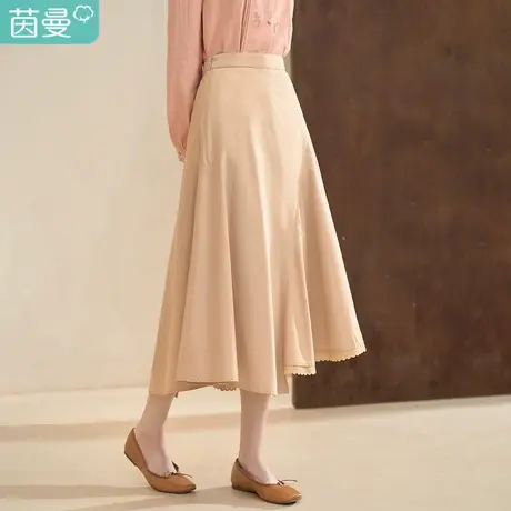 【商场同款】茵曼2023春女装新款法式通勤松紧腰不规则A字半身裙商品大图