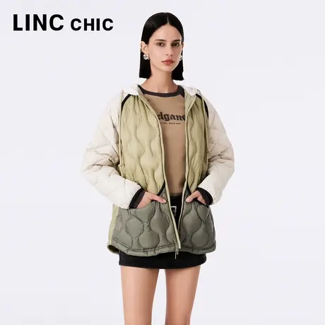 LINCCHIC金羽杰羽绒服女2023年秋新款轻薄连帽羽绒罩衫Y23802179图片