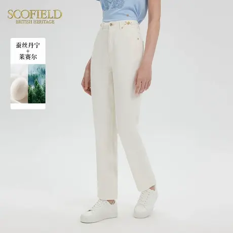 【含桑蚕丝】Scofield女装都市率性直筒牛仔裤腰部皮标2025夏新品图片