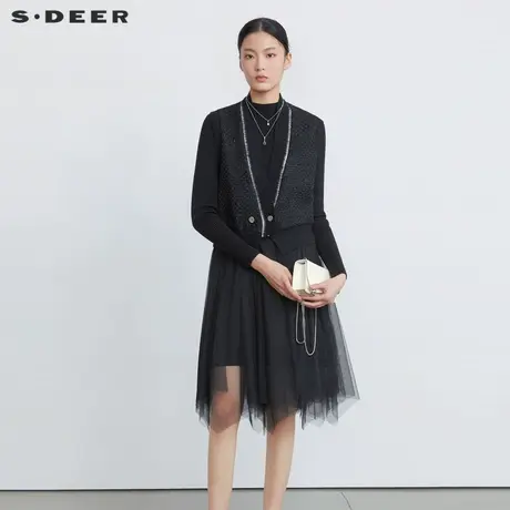 【直播间专属】sdeer圣迪奥女装网纱针织背心连衣裙套装S224Z1436图片