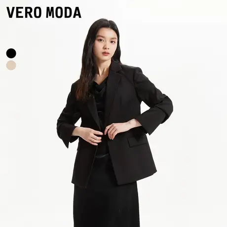 Vero Moda西装外套女春季优雅通勤垫肩褶皱七分袖气质324108018图片