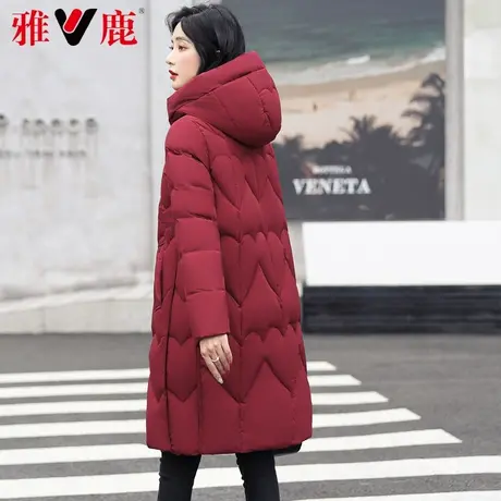 雅鹿连帽羽绒服女中长款2022冬季新款休闲宽松长过膝保暖外套高端图片