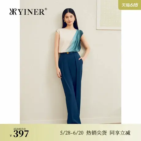 YINER音儿女装夏季简约职场弹力长裤法式优雅西装休闲裤图片