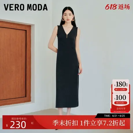 Vero Moda连衣裙2025夏季新款V领三粒扣设计无袖连衣裙图片