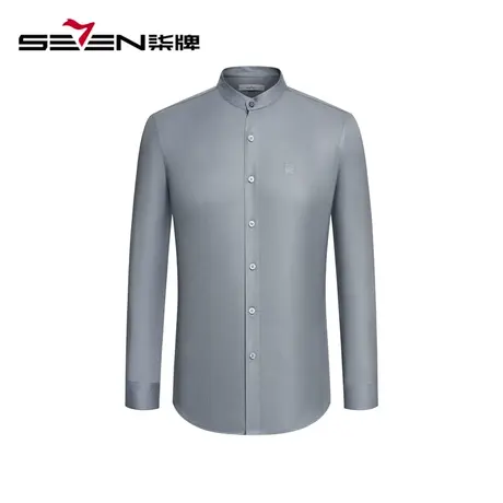 【商场同款】柒牌立领衬衫男2023秋冬新款商务休闲中青年长袖衬衣图片