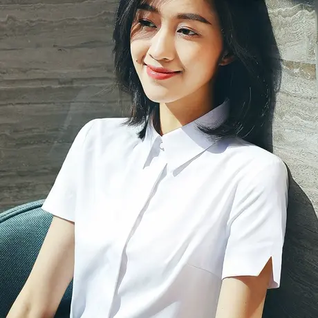 雀后短袖衬衫女2024夏季新款职业正装百搭面试OL工作服免烫白衬衣图片