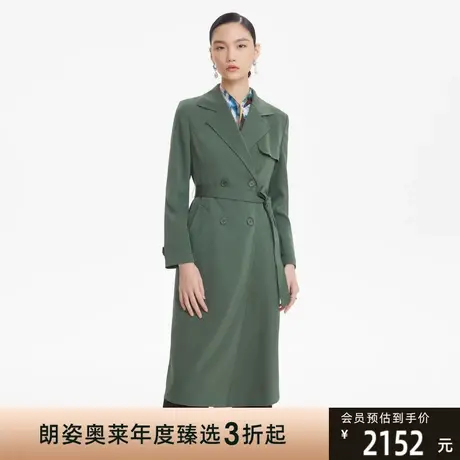 LANCY/朗姿俪雅秋季收腰双排扣中场款通勤风女式风衣商场同款图片