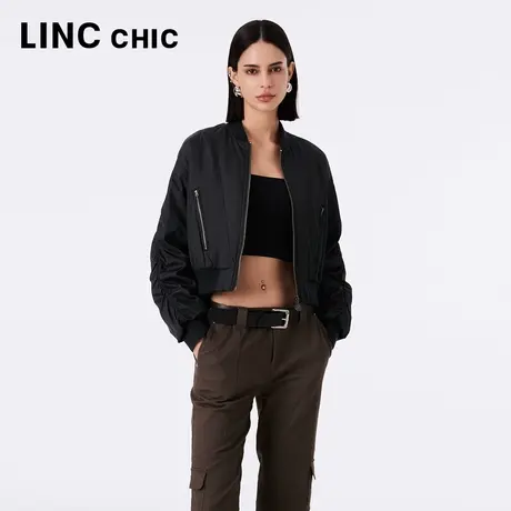 LINCCHIC金羽杰羽绒服女2023年秋新款刺绣时髦夹克外套Y23801009图片