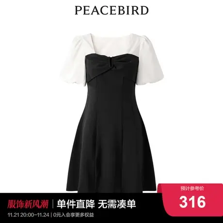 【商场同款】太平鸟女装2023年夏季新款拼色收腰连衣裙A1FAD2C14图片