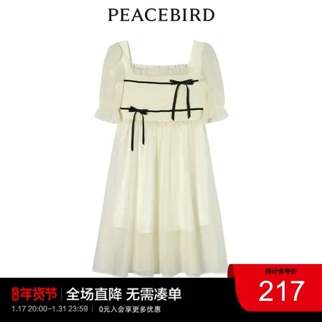太平鸟时尚2022夏季新款优雅蝴蝶结连衣裙A5FAC2E54图片