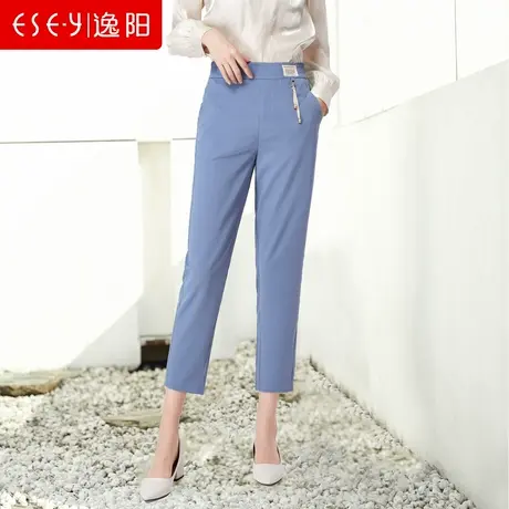 逸阳微锥烟管裤女2023年夏秋季新款时尚松紧腰版西裤宽松显瘦潮流图片