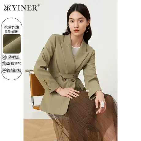 YINER音儿奥莱女装秋季抗紫外线西装领短外套图片
