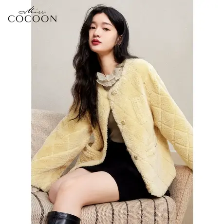 MISSCOCOON羊羔毛外套女2022新款冬季宽松短款简约毛毛外套皮草图片