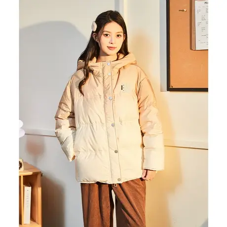 唐狮2023冬季新款女连帽韩系渐变字母慵懒休闲防风甜美羽绒服图片