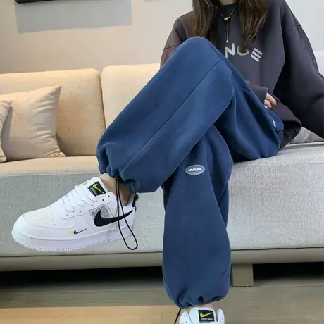 束脚卫裤女2023新款加厚加绒秋冬季裤子灯笼裤休闲运动裤女阔腿裤图片