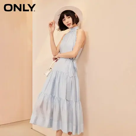 【油画裙】ONLY夏季法式轻薄仙女度假风纯色A字挂脖蛋糕连衣裙女图片