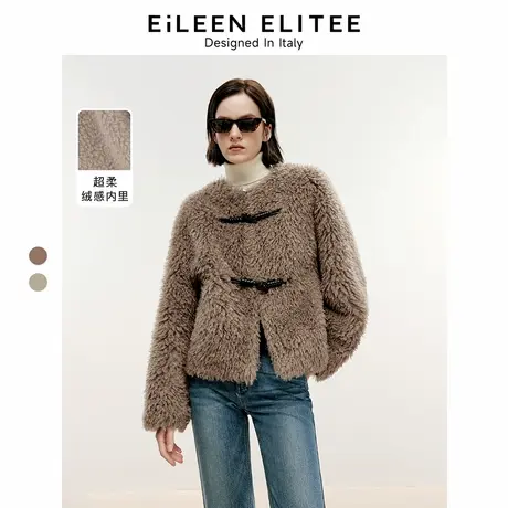 朗姿欧洲EiLEEN ELITEE2024新款高级感加厚仿皮草上衣冬气质外套图片
