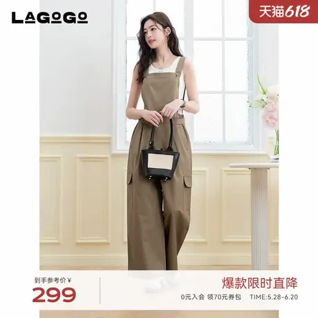 LAGOGO全棉元气减龄背带裤女拉谷谷2025年夏季新款宽松显瘦裤子图片