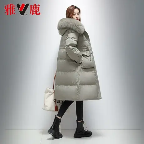 雅鹿连帽羽绒服女中长款2022冬季新款大狐狸毛领保暖加厚外套高端图片