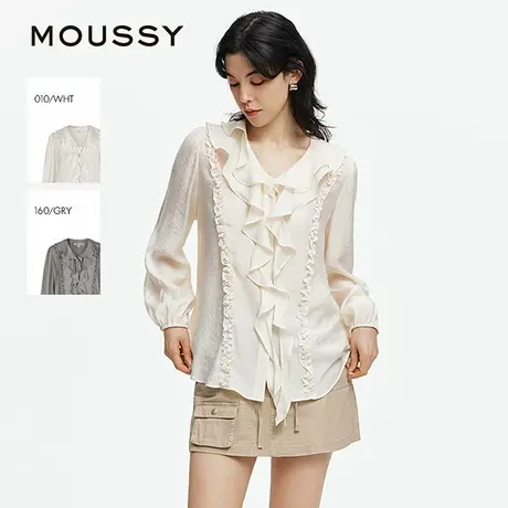 MOUSSY 2025夏季新品法式浪漫层叠装饰荷叶边衬衫女028ISA30-3471图片