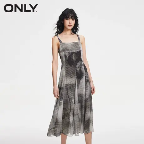 【油画裙】ONLY夏季气质印花荷叶边长款吊带度假连衣裙女图片