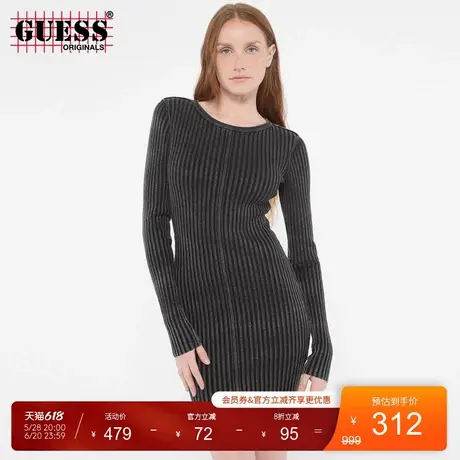 GUESS Originals 女士时尚潮流修身纯色圆领连衣裙图片