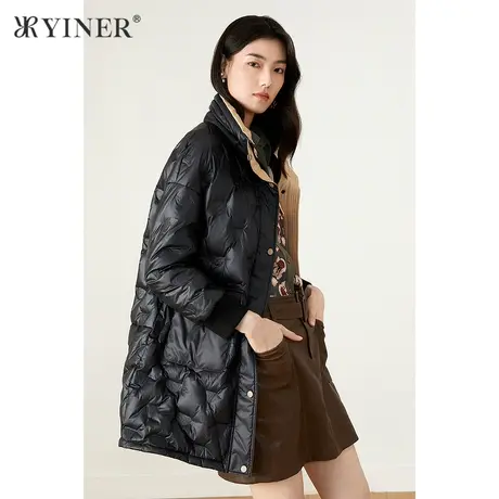 YINER音儿商场同款女装2021冬季新款中长款立领羽绒服图片