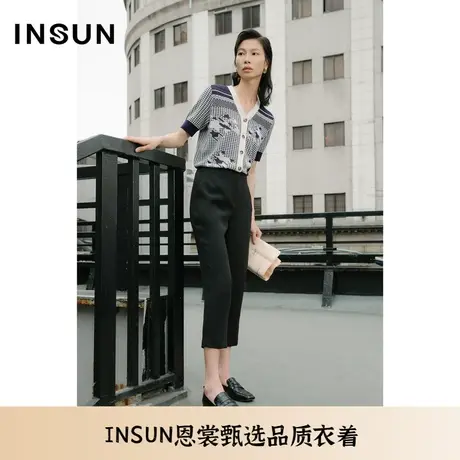 INSUN恩裳夏季三醋酸干爽透气薄款小脚西裤图片
