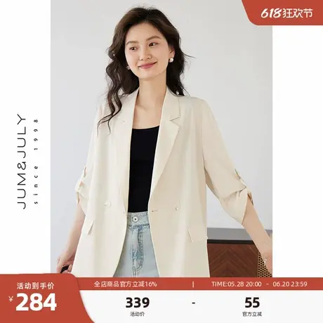 嘉茱莉夏季薄款短袖西装外套女2025新款通勤休闲上衣一粒扣西服图片