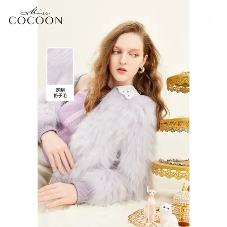 MISSCOCOON优雅23冬新款女气质夹克款蕾丝翻领皮草年会外套图片