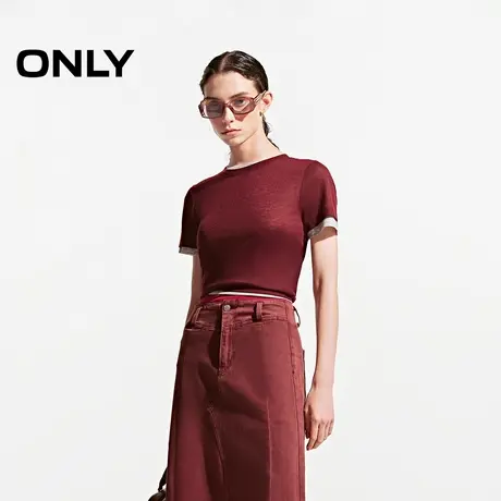 ONLY夏季时尚舒适叠穿撞色设计套装T恤女|124301022商品大图
