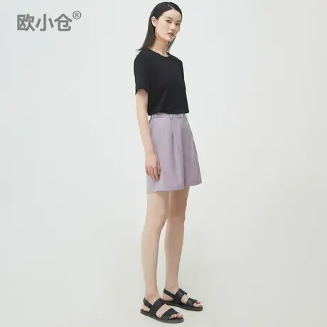 欧小仓 垂感打褶五分裤 薄款西装短裤女夏阔腿中裤图片