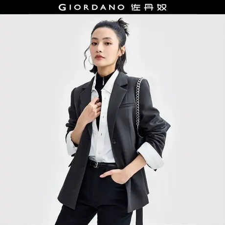 佐丹奴外套女装重磅绑带平驳领梭织西装外套 18374909图片