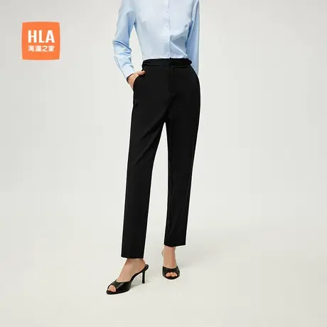 HLA/海澜之家腰头扭结西裤25春夏新款俏皮修身商务通勤锥形裤女装图片