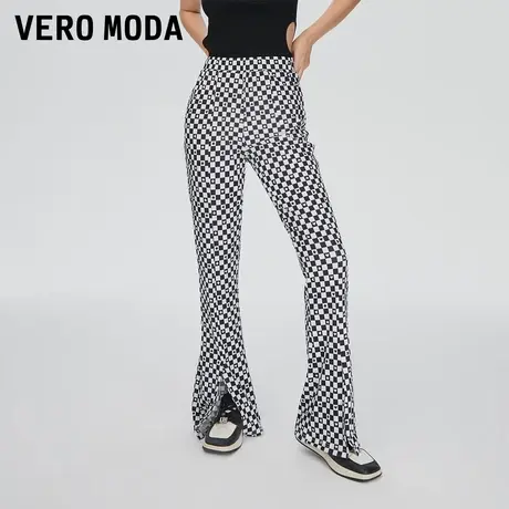 Vero Moda奥莱休闲裤秋冬清仓休闲高腰棋盘格微喇裤百搭长裤子女图片