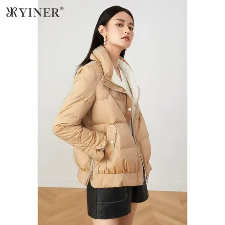 YINER音儿女装2021冬季新款气质白鸭绒羽绒服图片
