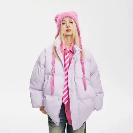 复古立领保暖棉服女冬季加厚外套2023新款纯色短款面包服宽松棉衣图片