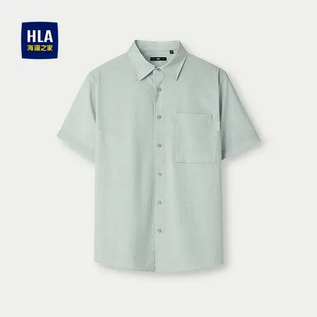 HLA/海澜之家宽松短袖休闲衬衫2025春夏新款花纹时尚印花衬衣男图片
