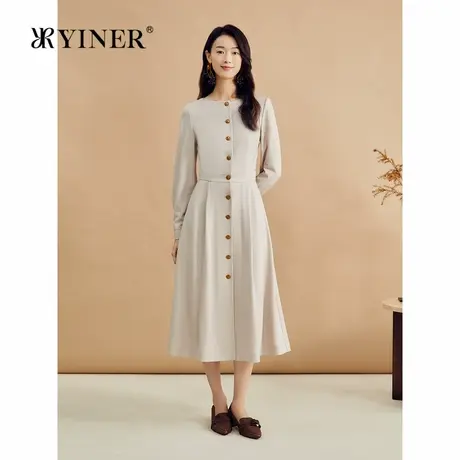 【美丽诺羊毛】YINER音儿秋季超细支松弛感法式优雅连衣裙图片