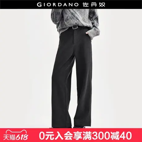 佐丹奴呢料裤子女气质通勤风垂感阔腿裤半松紧腰休闲裤女18414621图片