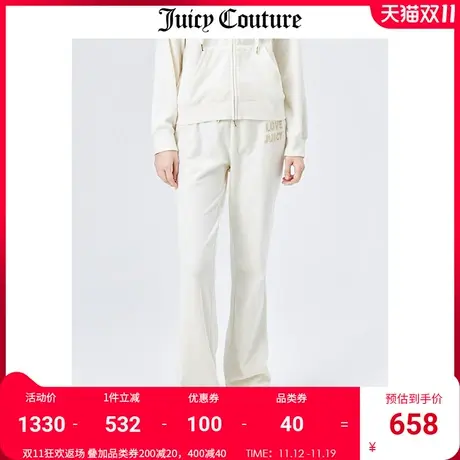 Juicy Couture橘滋休闲裤女美式秋冬新款天鹅绒长裤直筒微喇裤女图片