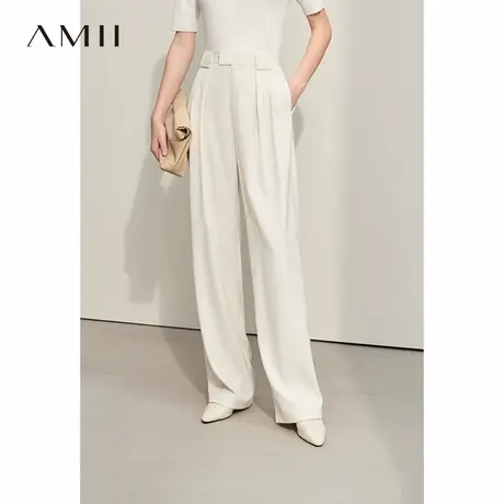 Amii西装休闲裤女2025夏季新款通勤高腰阔腿裤垂感宽松直筒拖地裤图片