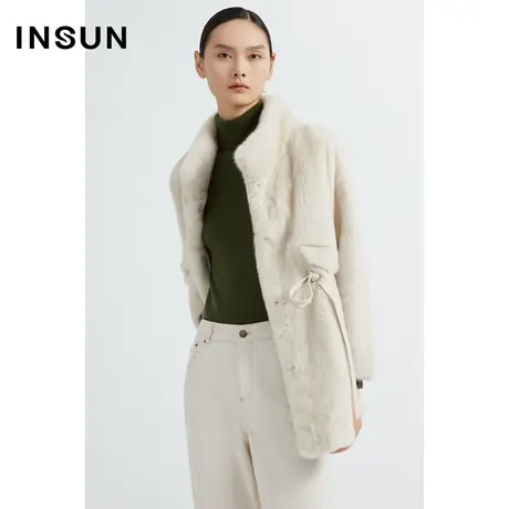 INSUN恩裳线上专选冬季小立领毛绒厚重水貂皮草外套图片