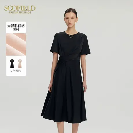 Scofield女装法式优雅连衣裙不对称设计伞摆连衣裙2025夏季新品图片